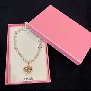 Gold Heart Glass Pearl Necklace by house of Harlow 1960🤍 adjustable length🤍